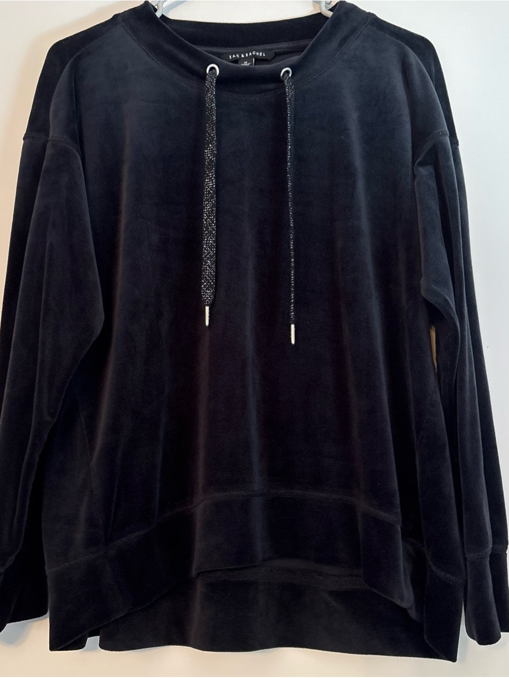 Zac & Rachel Black Velour Crewneck Pullover